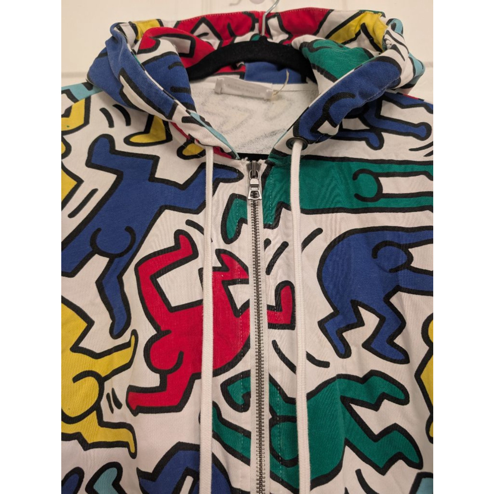 Alice + Olivia x Keith Haring Cropped Wide Sleeve Hoodie M Artsy Wearable Art - Picture 4 of 9